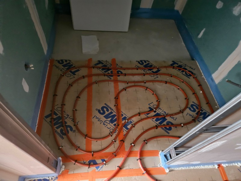 Pose d'un plancher chauffant dans une maison neuve à côté d'Yvetot 76