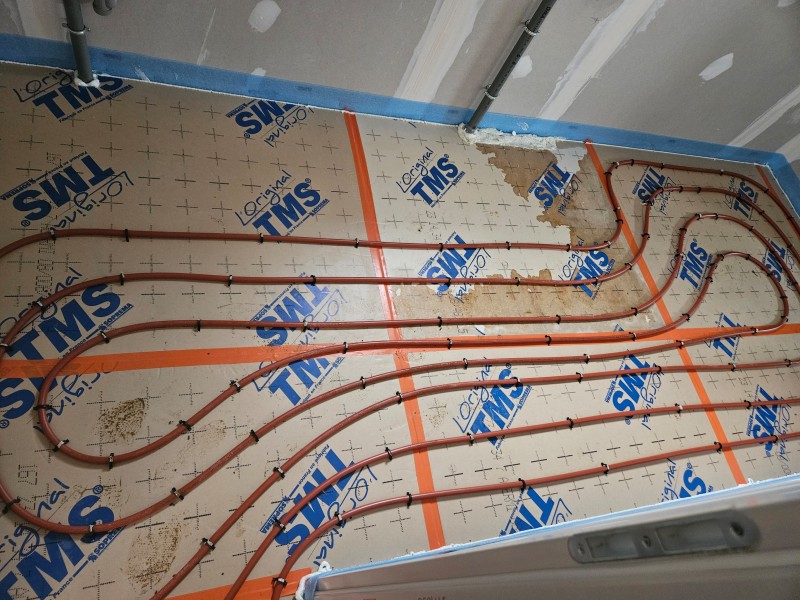 Pose d'un plancher chauffant dans une maison neuve à côté d'Yvetot 76